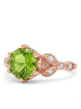Charmed Aroma Rose Gold ring with green Peridot, size 7, 925 Sterling Silver